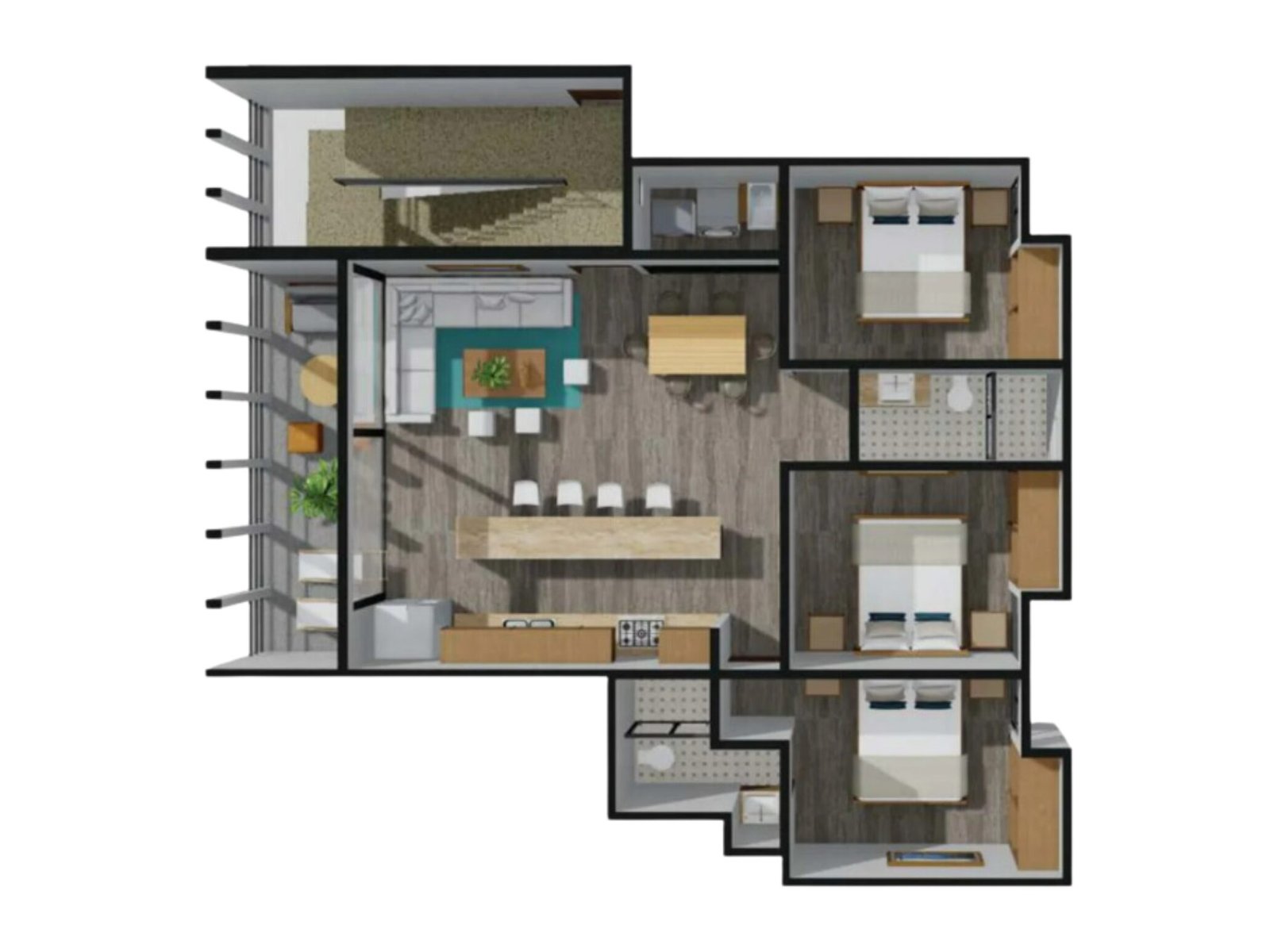 Floor plan of the 3-bedroom Witari model in Araquuna